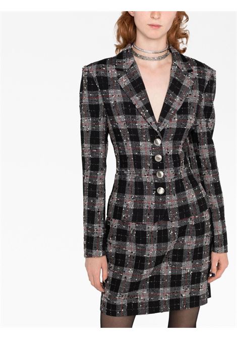 Black stitch detail checked blazer women ALESSANDRA RICH